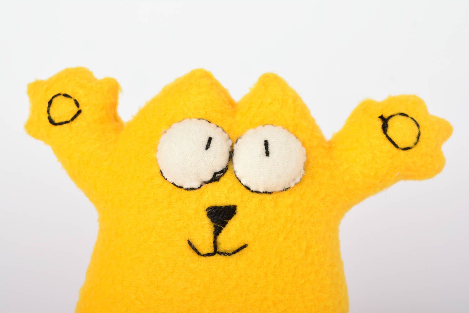 Juguete artesanal decoración para interior muñeco de peluche gato amarillo foto 2