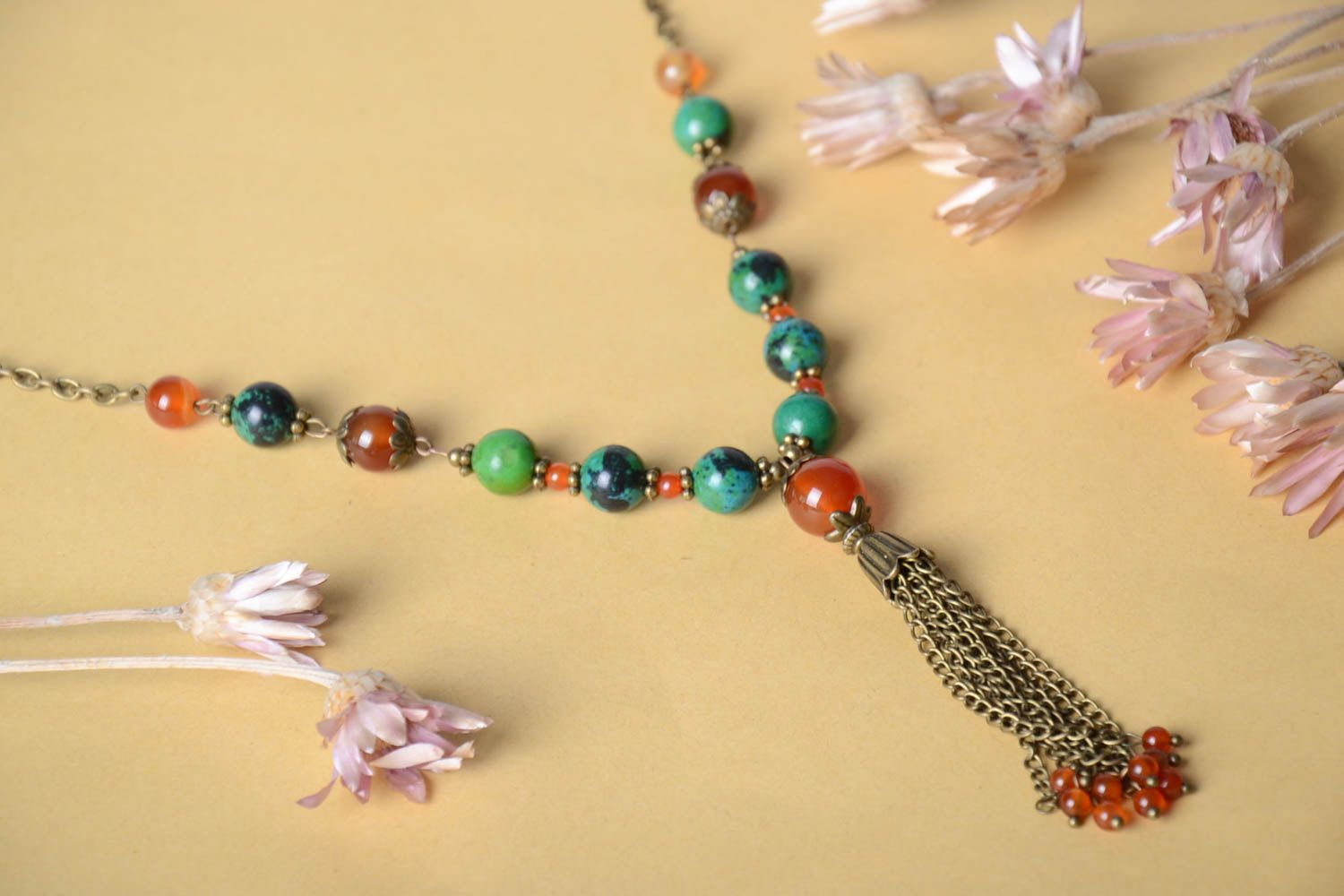 Collar artesanal de cuentas regalo perzonalisado collar de piedras naturales foto 1