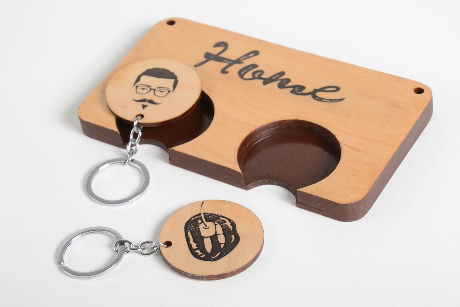 Брелки для ключей ручной работы сувениры из дерева брелки для телефона 2 шт фото 2