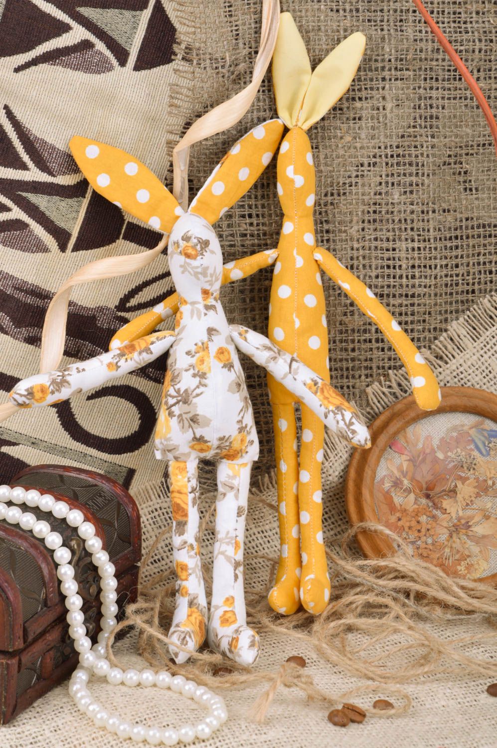 Muñecos de peluche originales hechos a mano de algodón para niños 2 piezas foto 1