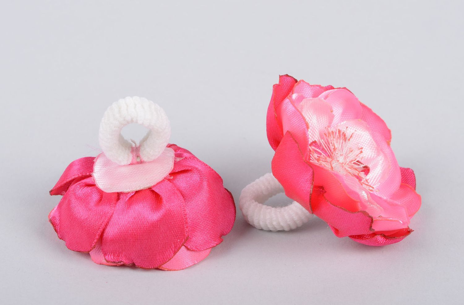 Handmade Blumen Haargummis Set Mädchen Haarschmuck Mode Accessoires 2 Stück  foto 2