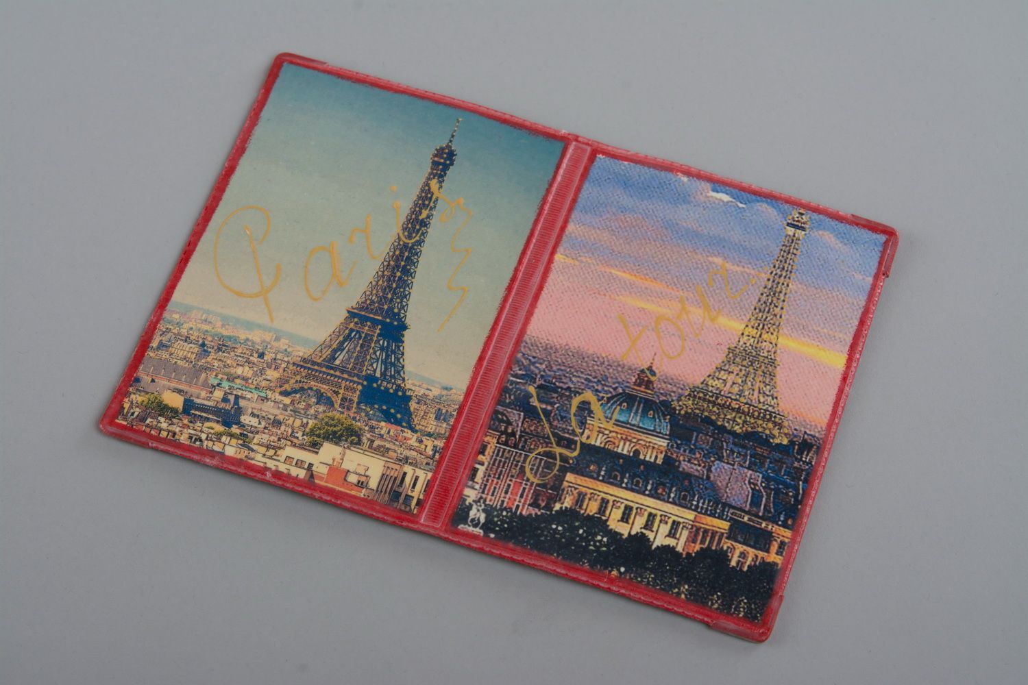 Étui pour passeport fait main avec tour Eiffel  photo 3