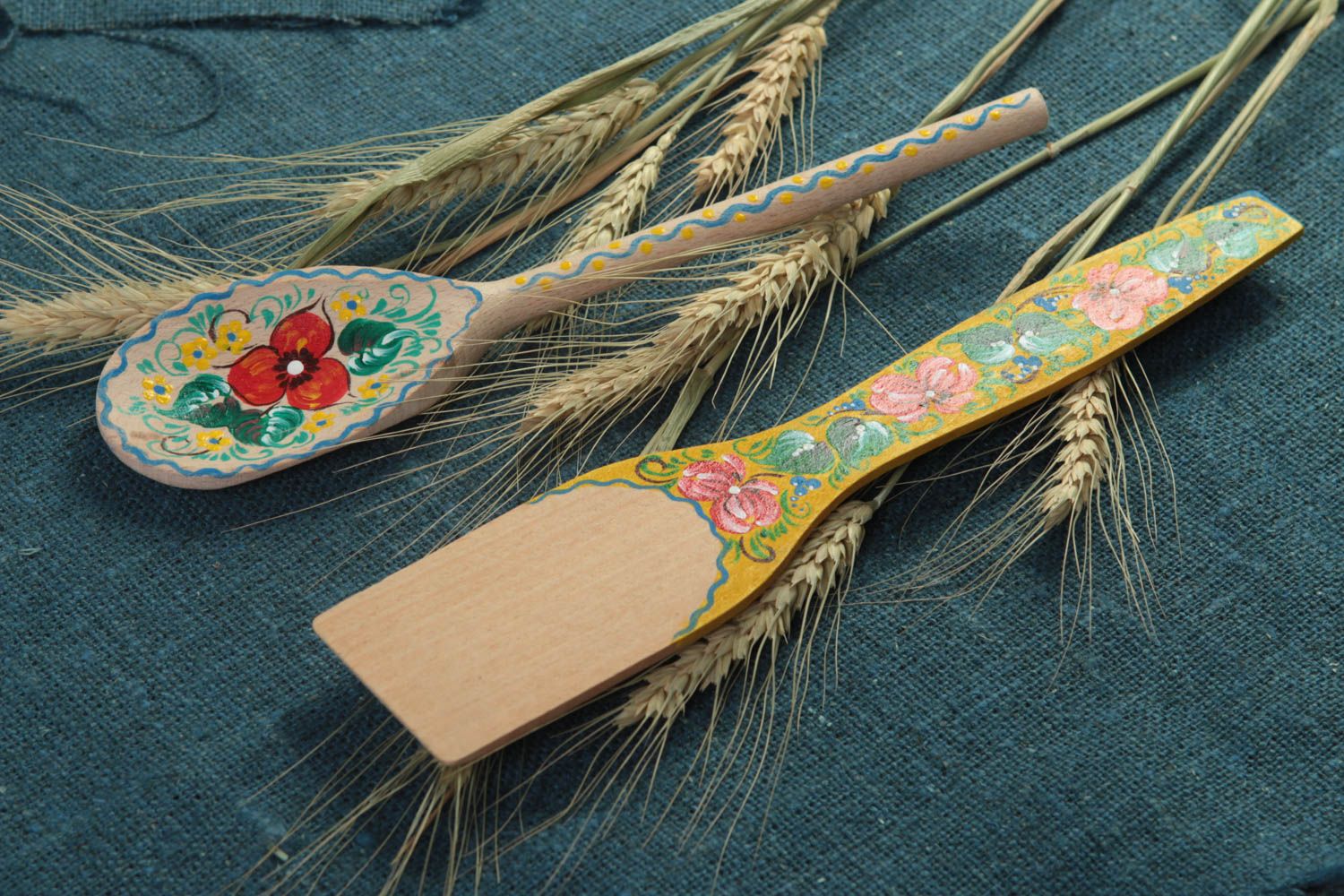 Decorative handmade kitchen utensils 2 pieces spatula and spoon kitchen cutlery photo 1