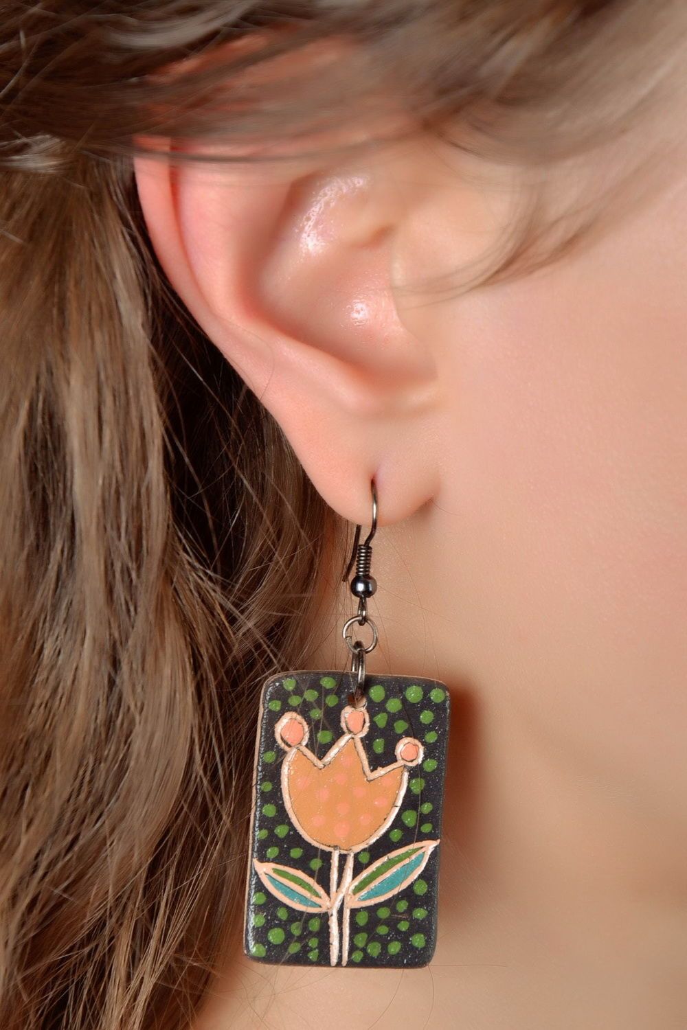 Ohrringe aus Keramik mit Musterung  foto 3