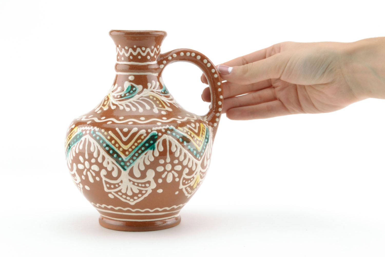 Jarro de cerâmica com pintura hutsul foto 2