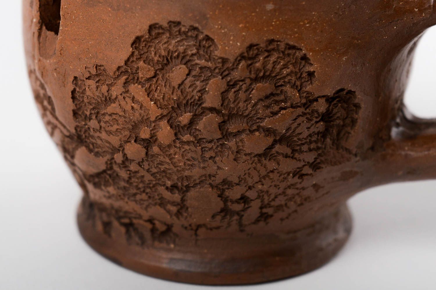 Espresso coffee clay cup in brown color with handle 0,43 lb photo 2