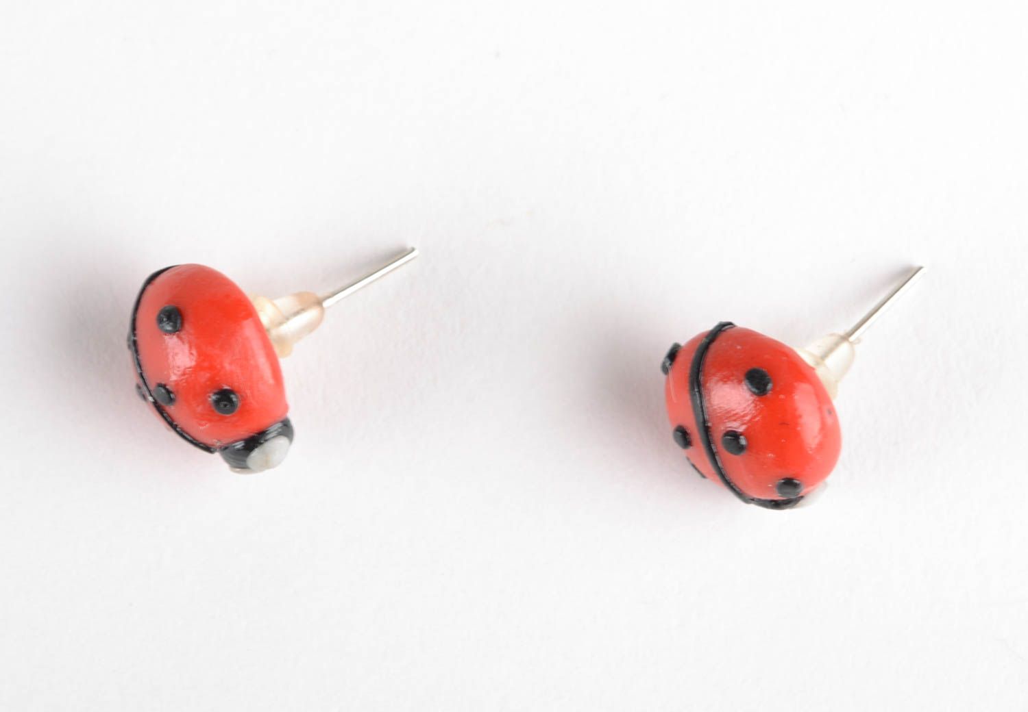 Polymer clay earrings in the shape of ladybugs photo 4