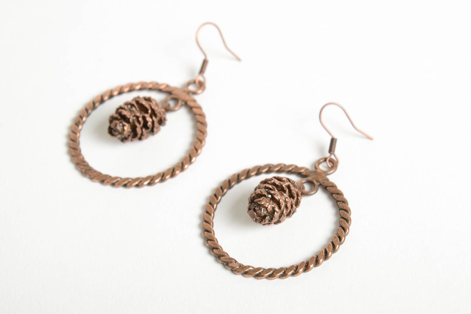 Unusual handmade metal earrings stylish copper earrings accessories for girls photo 2