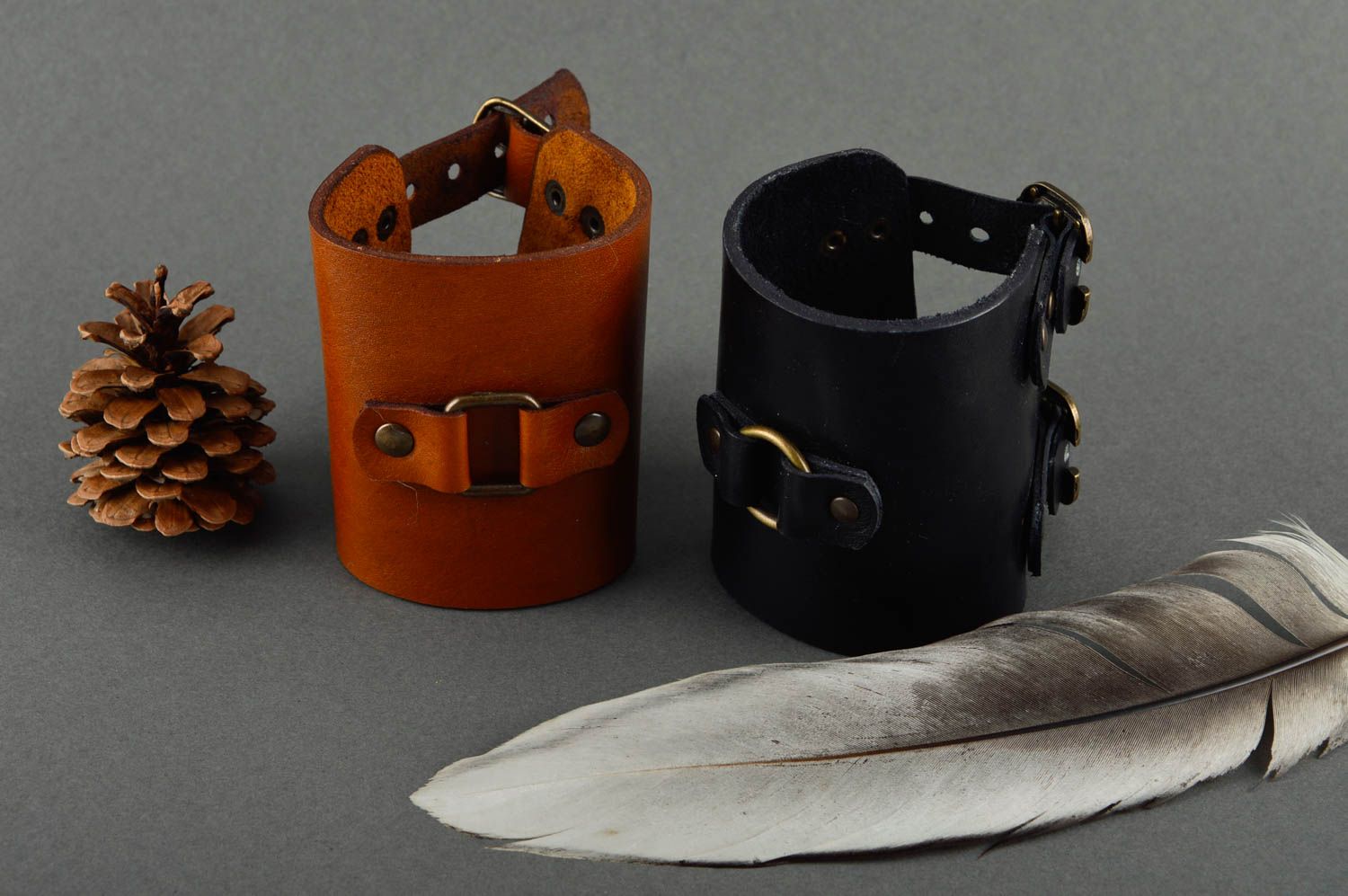 Unusual handmade leather bracelet fashion accessories unisex jewelry designs photo 1