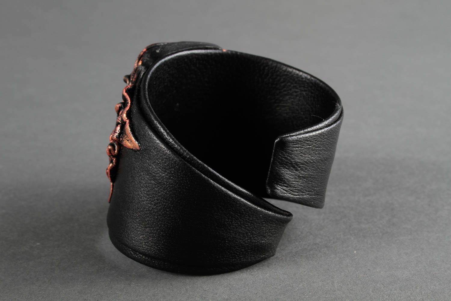 Handmade bracelet wide leather bracelet jewelry made of horn orange bracelet photo 5