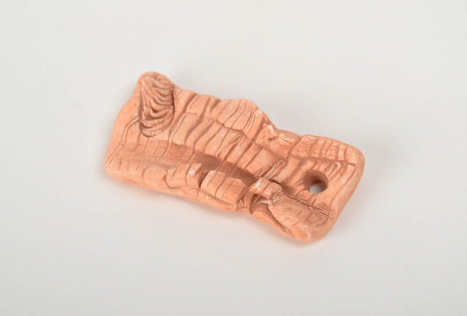 Pendentif d'argile fait main original marron à peindre fourniture bijou photo 4
