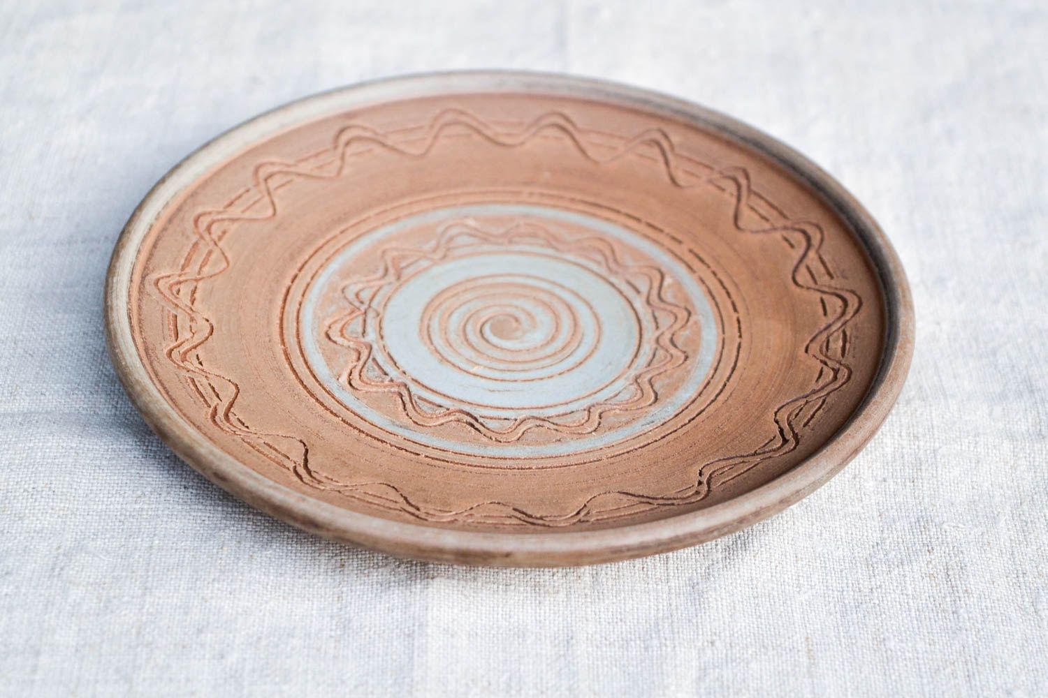 Handmade Wohn Accessoire Keramik Wandteller Küchen Deko aus Ton bemalt klein foto 4