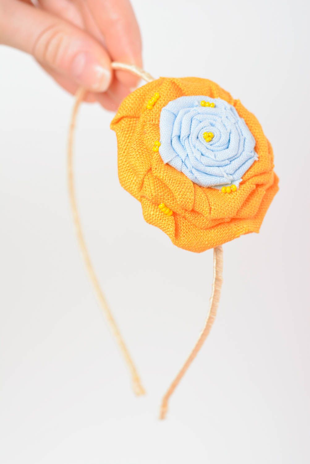 Handgemachter Schmuck Haar Reif Blumen Haarschmuck Accessoire für Frauen gelb foto 4