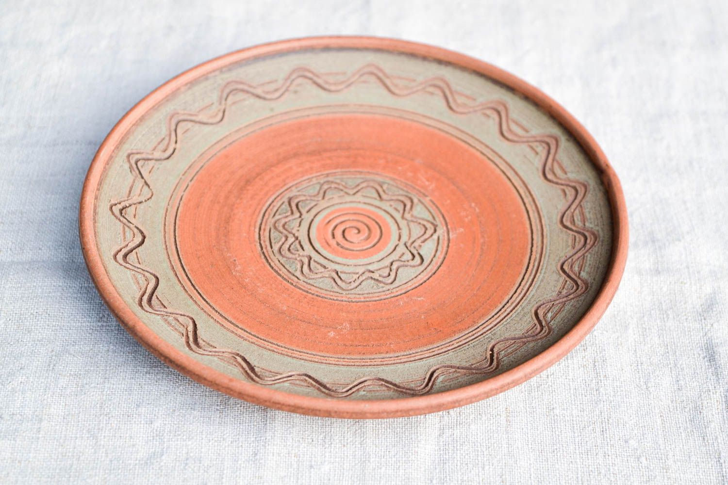 Декоративная тарелка хенд мейд керамическая тарелка круглая декор для дома фото 4