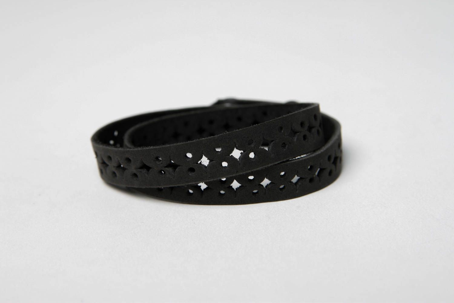 Bracelet cuir Bijou fait main noir mode Accessoire en cuir design original photo 4