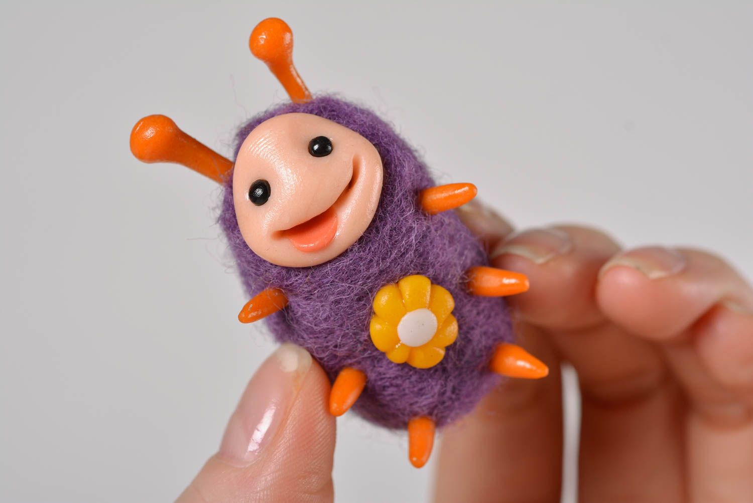 Violet woolen toy handmade plastic figurine designer interior ideas cute gift photo 5