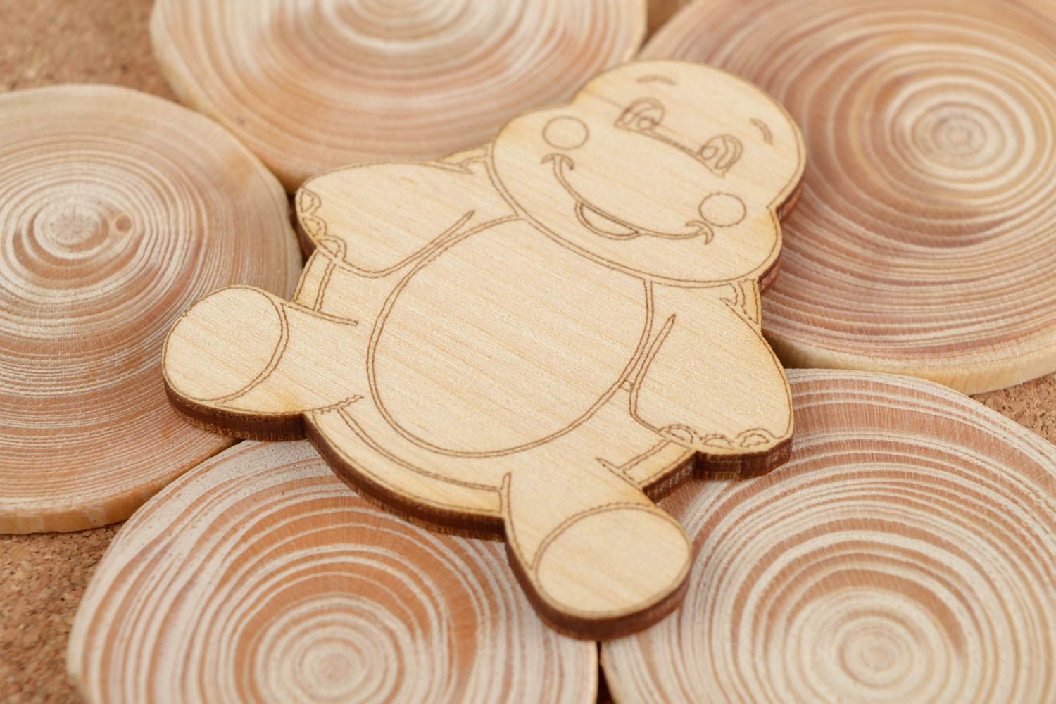 Handmade Figur zum Bemalen Holz Rohling Miniatur Figur Hippo lächelnd schön toll foto 1