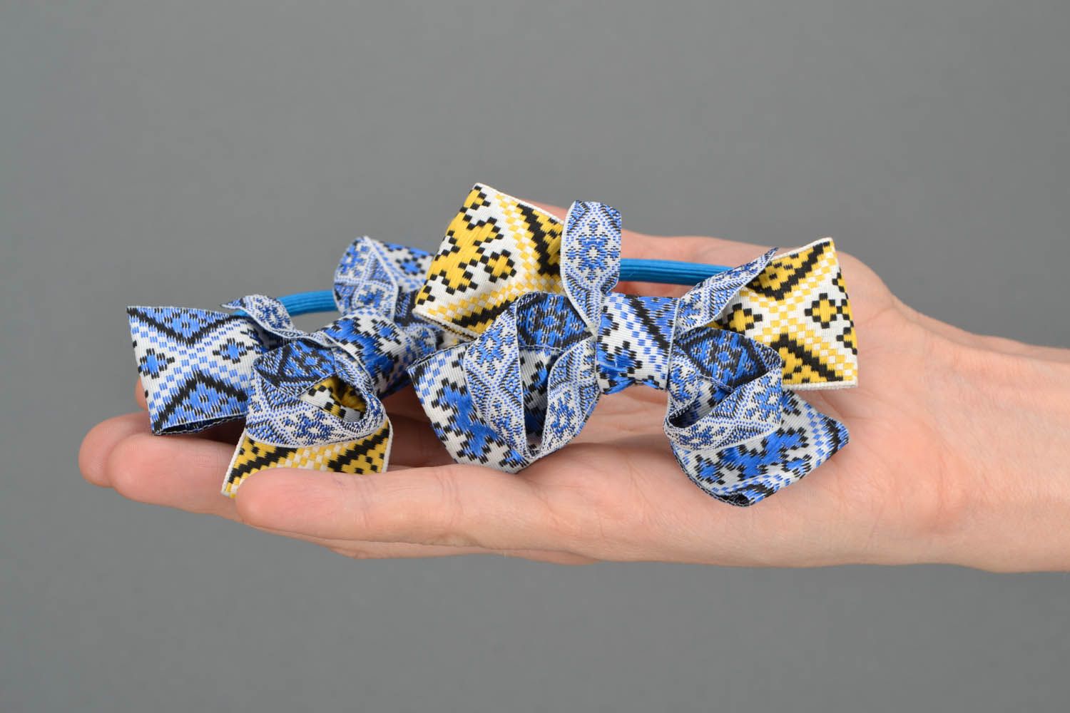Handmade scrunchies with ethnic patterns photo 2