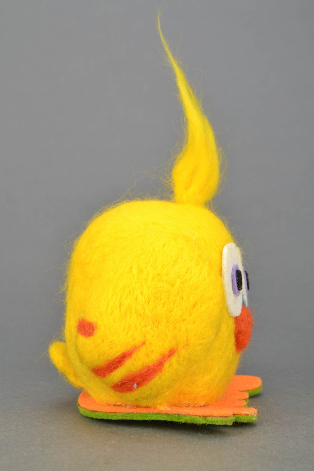 Игрушка для дома ручной работы из шерсти Желтая сова фото 3