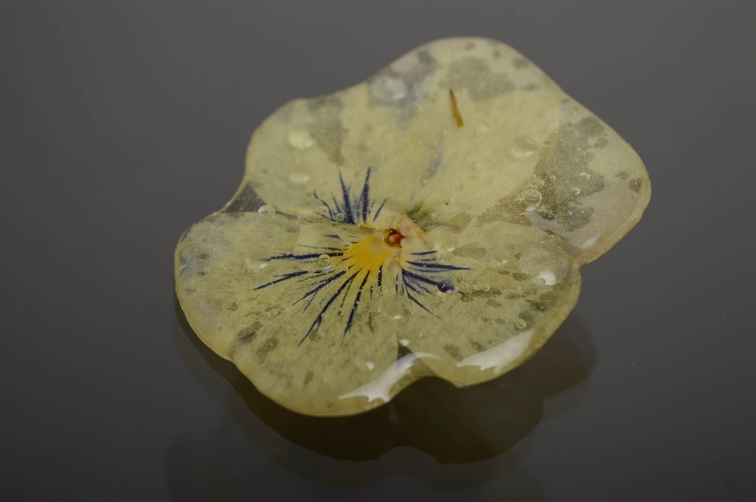 Real flower brooch coated with epoxy resin photo 1