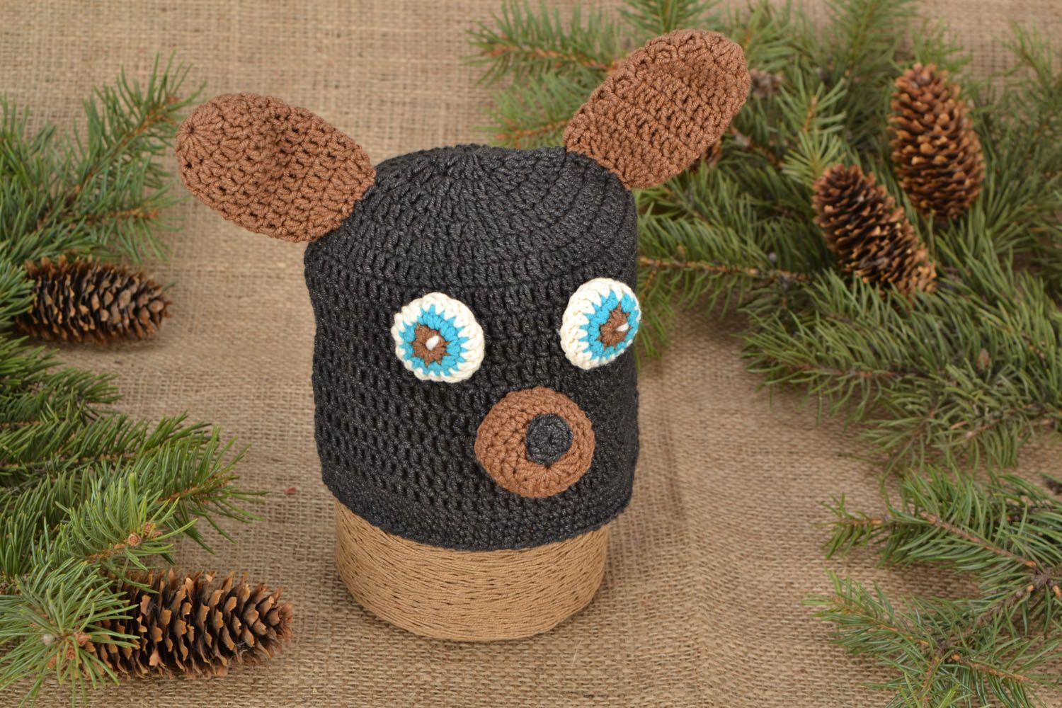 Cappello con orecchie di lana fatto a mano accessorio divertente da bambini
 foto 1