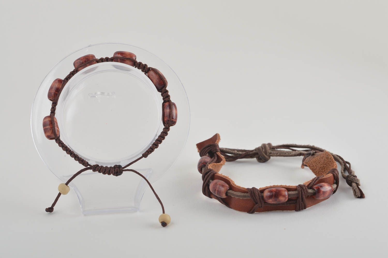 Pulseras hechas a mano de piel juego de 2 pulseras originales accesorios de moda foto 4