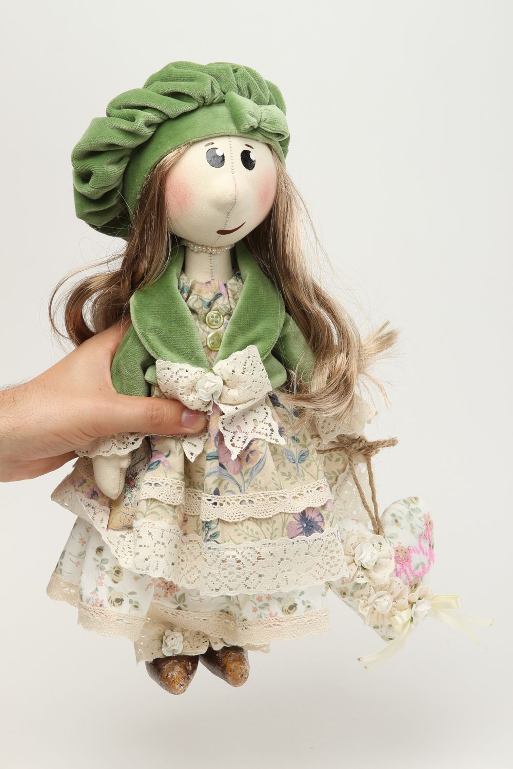 Muñeca artesanal de algodón y felpa decoración de interior juguete de colección foto 5