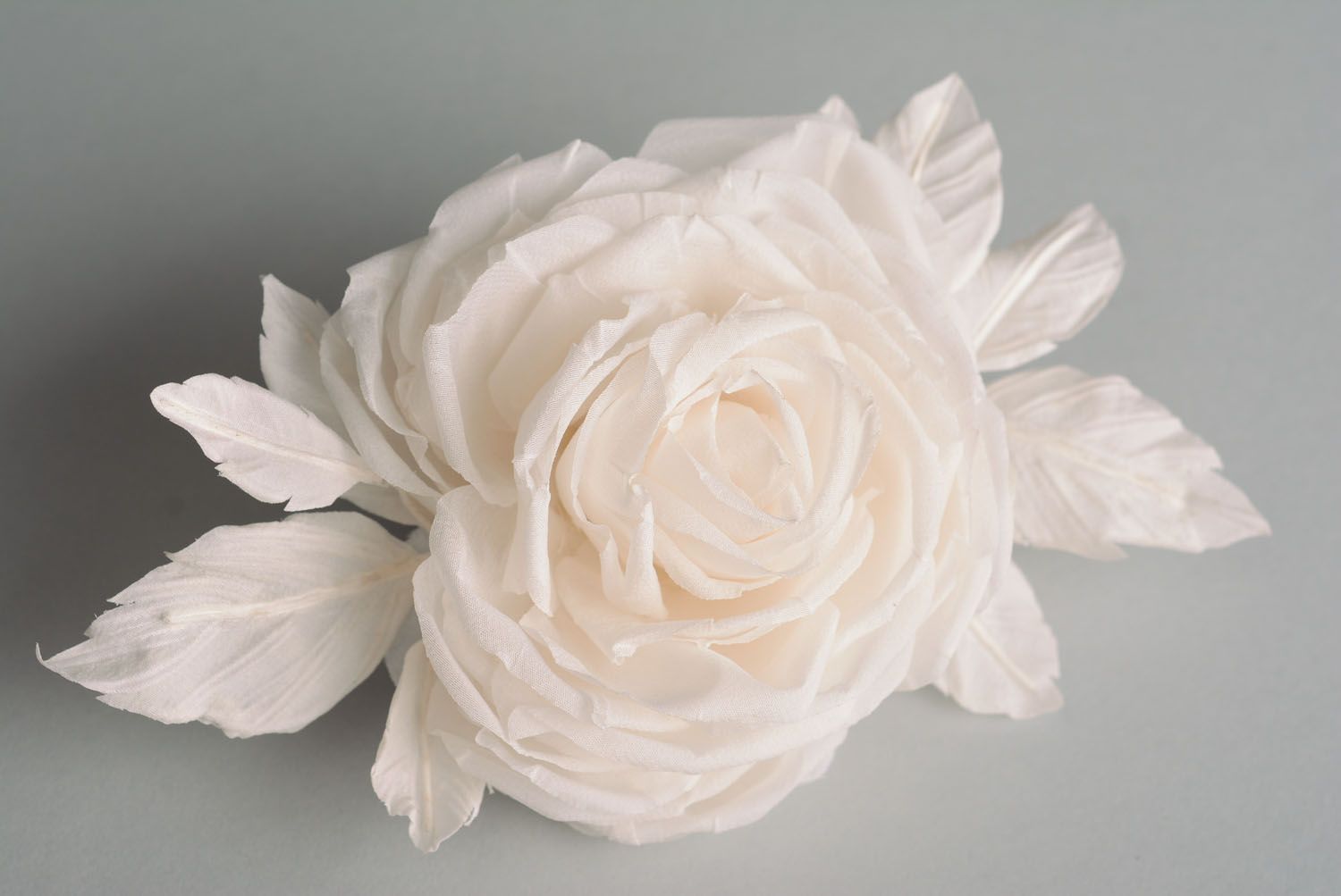 Blumen Brosche aus Stoff weiße Rose foto 2