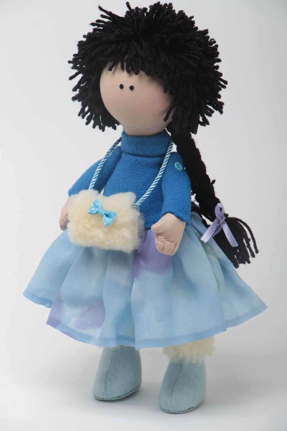 Handmade cute soft toy textile designer doll unusual stylish interior decor photo 2
