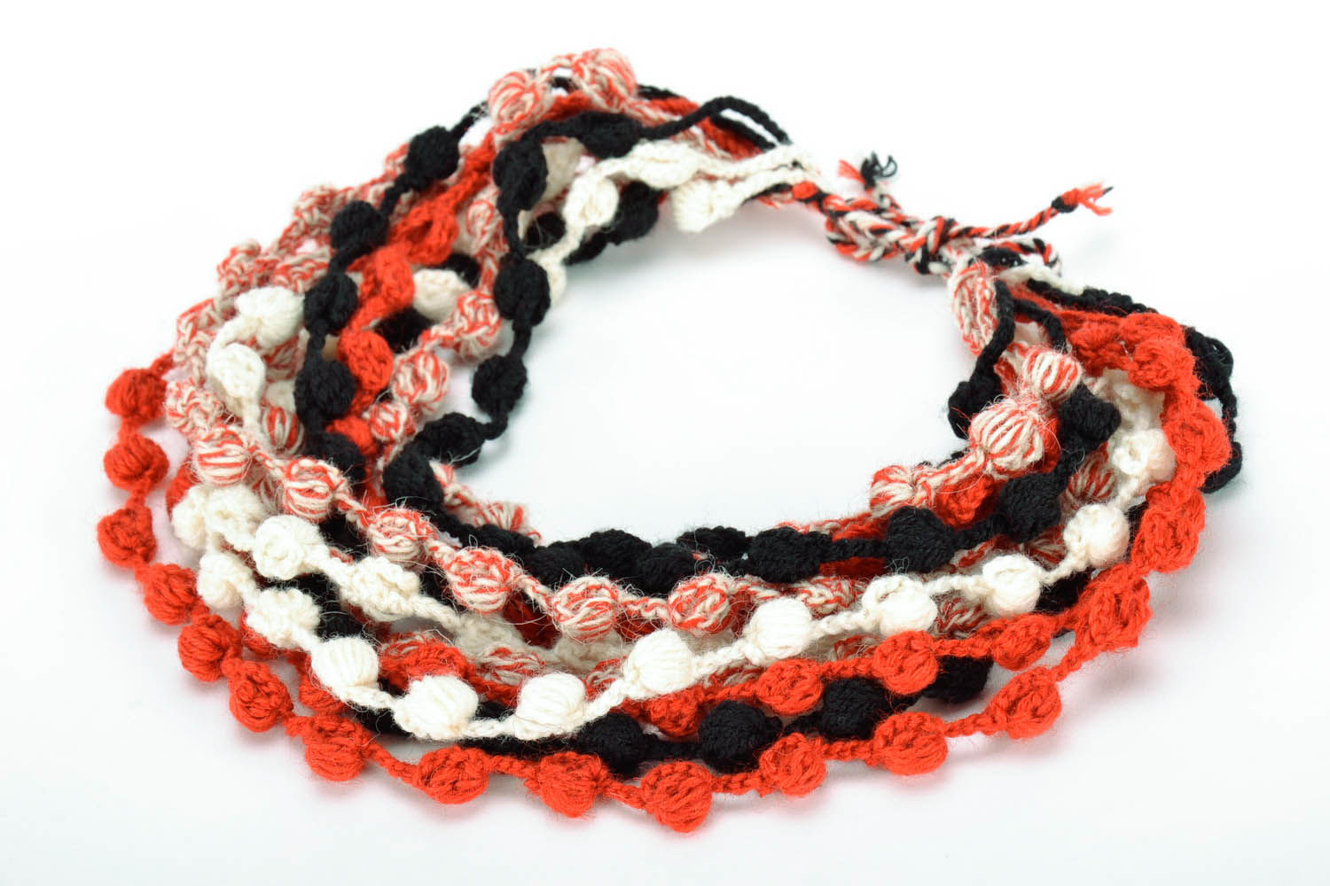 Multi-row knitted beaded necklace photo 1