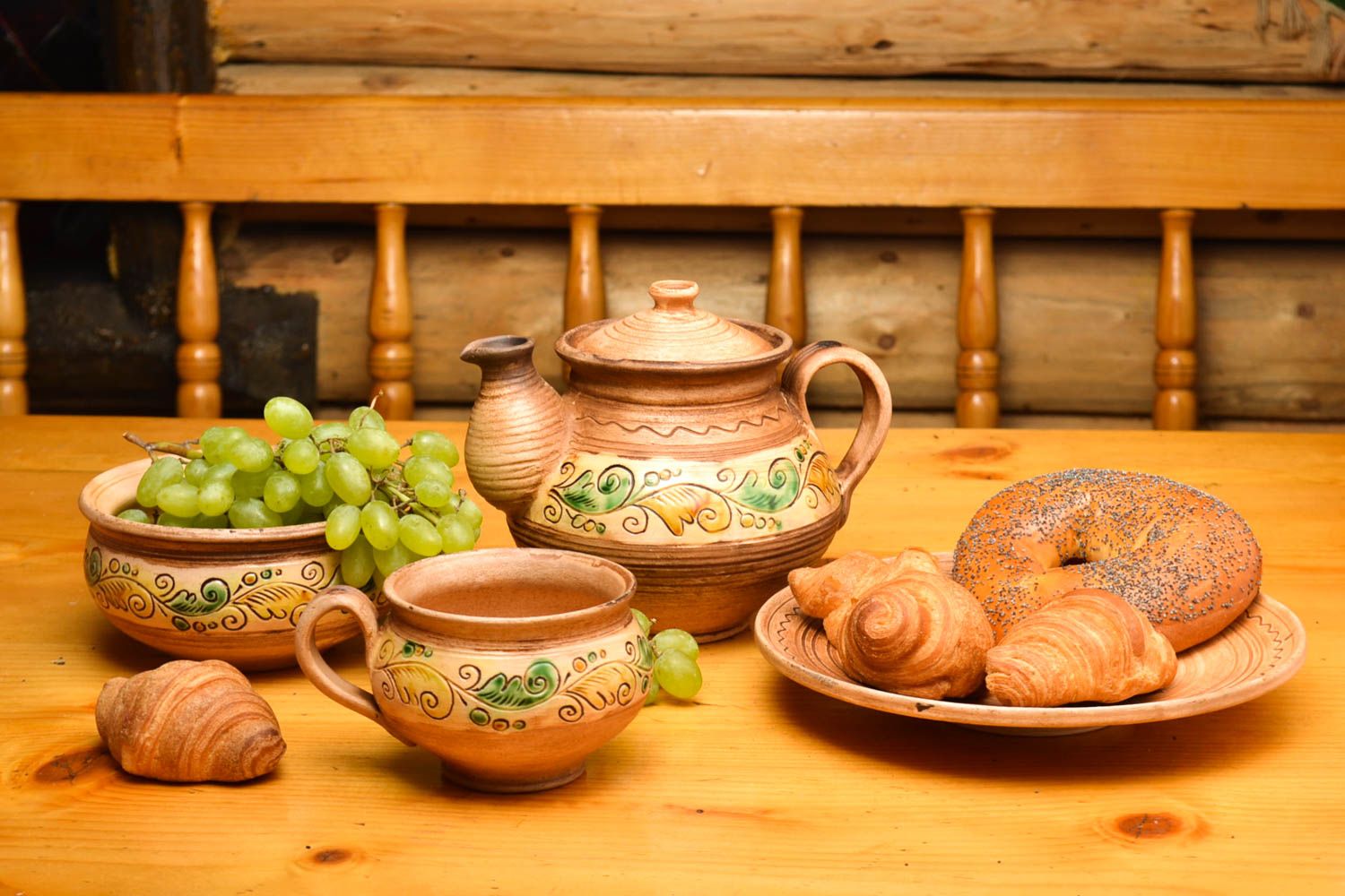 Handmade Geschirr Set schöne Teekanne Keramik Schale schöne Teetasse und Teller foto 1