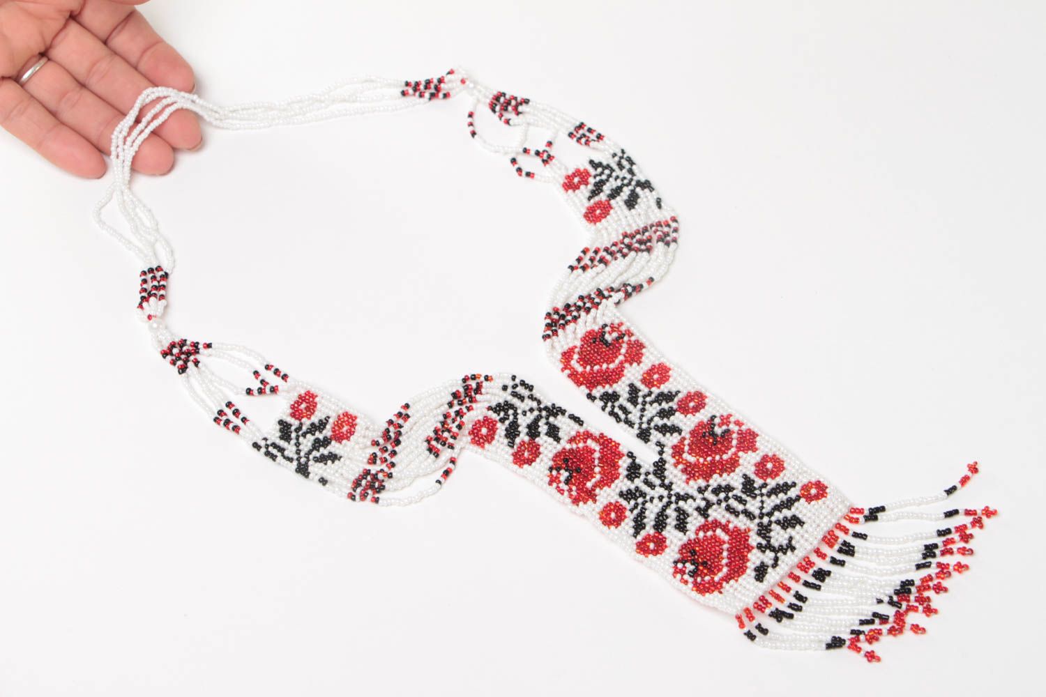 Beautiful handmade woven beaded necklace gerdan in ethnic style photo 5