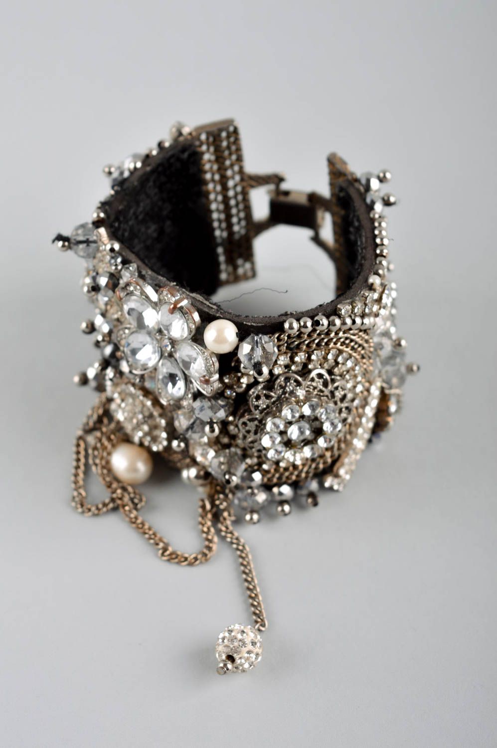Handmade Glasperlen Armband Designer Schmuck Frauen Accessoire bestickt breit foto 2