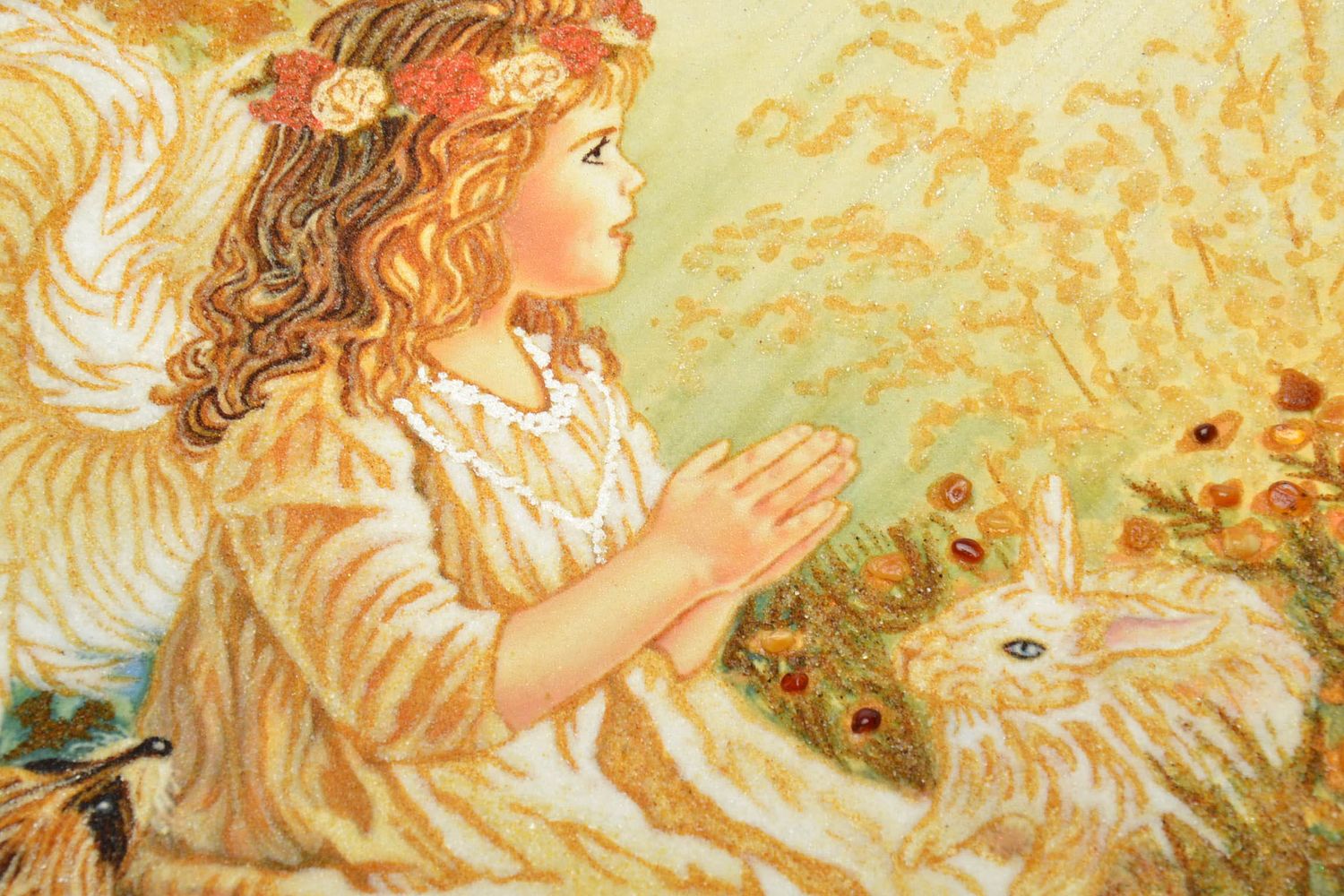 Картина на стену из янтаря Девочка-ангел фото 3