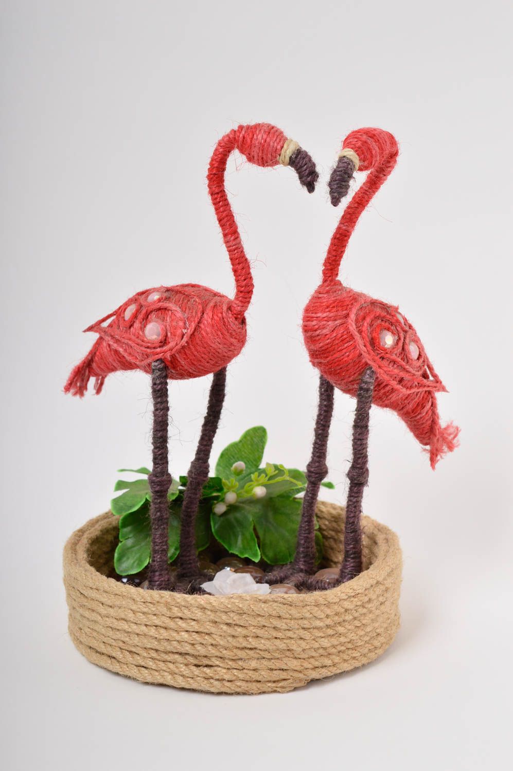 Handmade Deko Miniatur Figur Designer Geschenk Deko Ideen Haus Flamingo grell foto 2