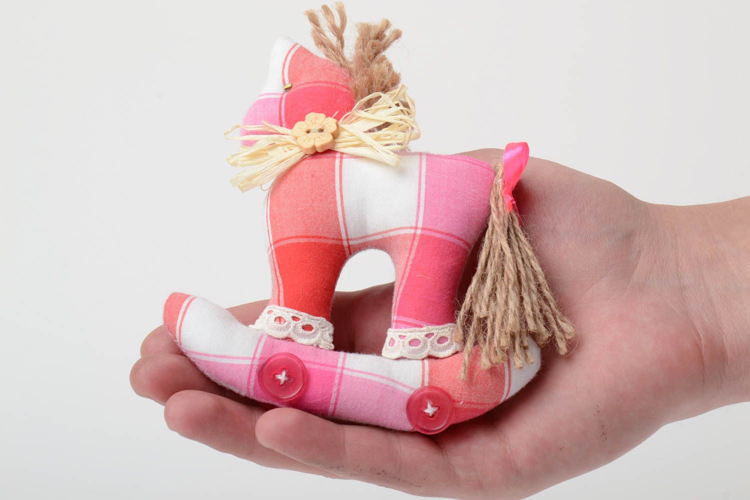 Мягкая игрушка из ткани ручной работы лошадка авторская розовая красивая фото 5