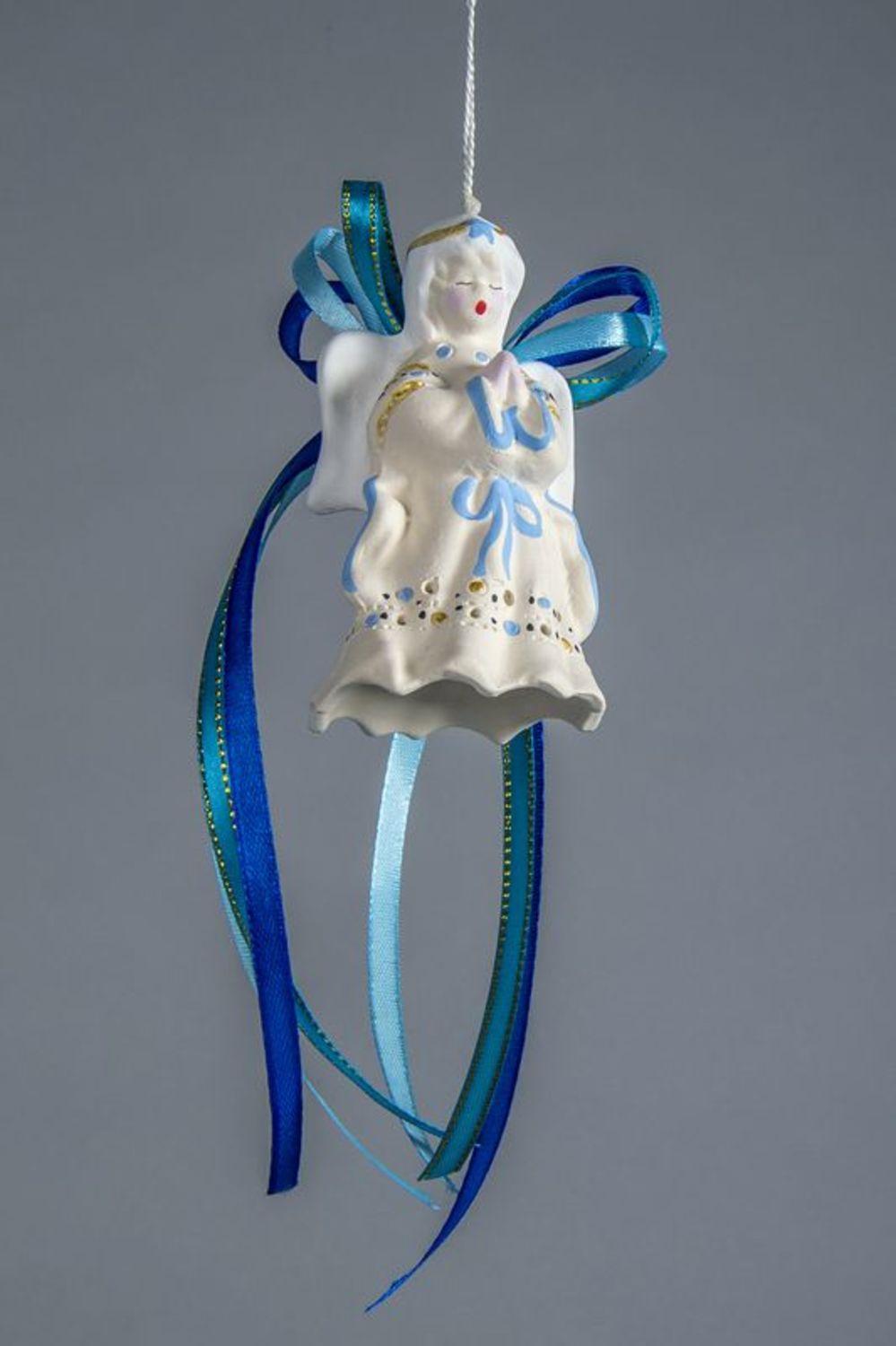 Bell made of white clay Christmas Angel photo 1