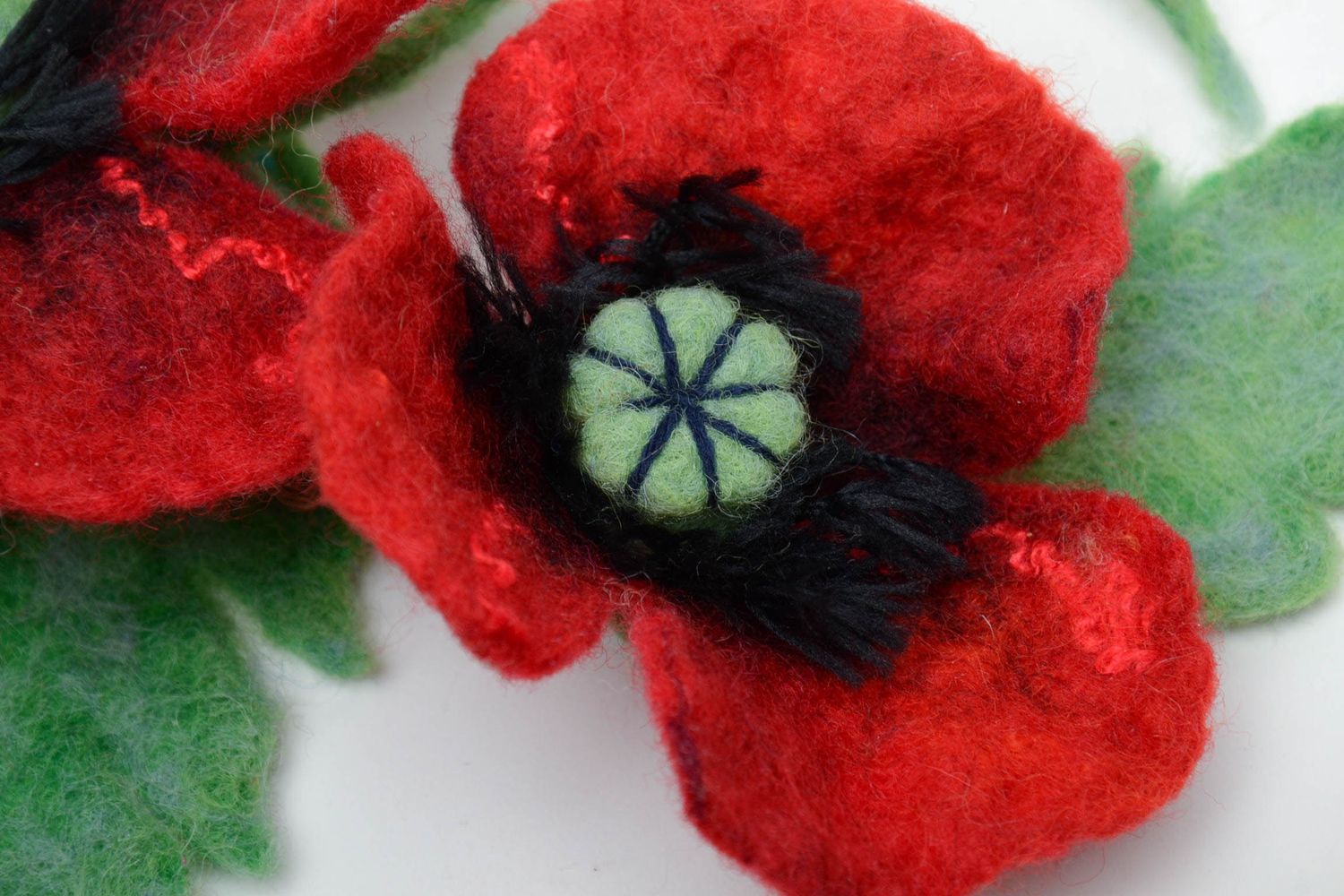 Large felted brooch Poppies photo 3