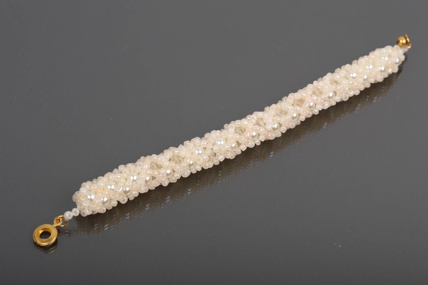 Bracelet perles rocaille Bijou fait main Accessoire femme perles blanches photo 2