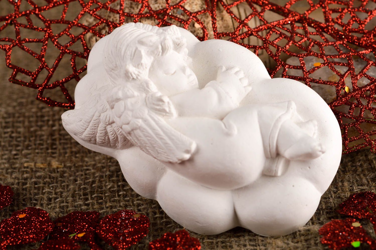 Figurine à peindre Décoration en plâtre fait main Déco maison ange endormi photo 1
