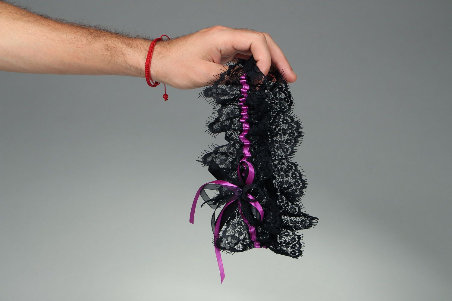 Black lace garter for  bride photo 5