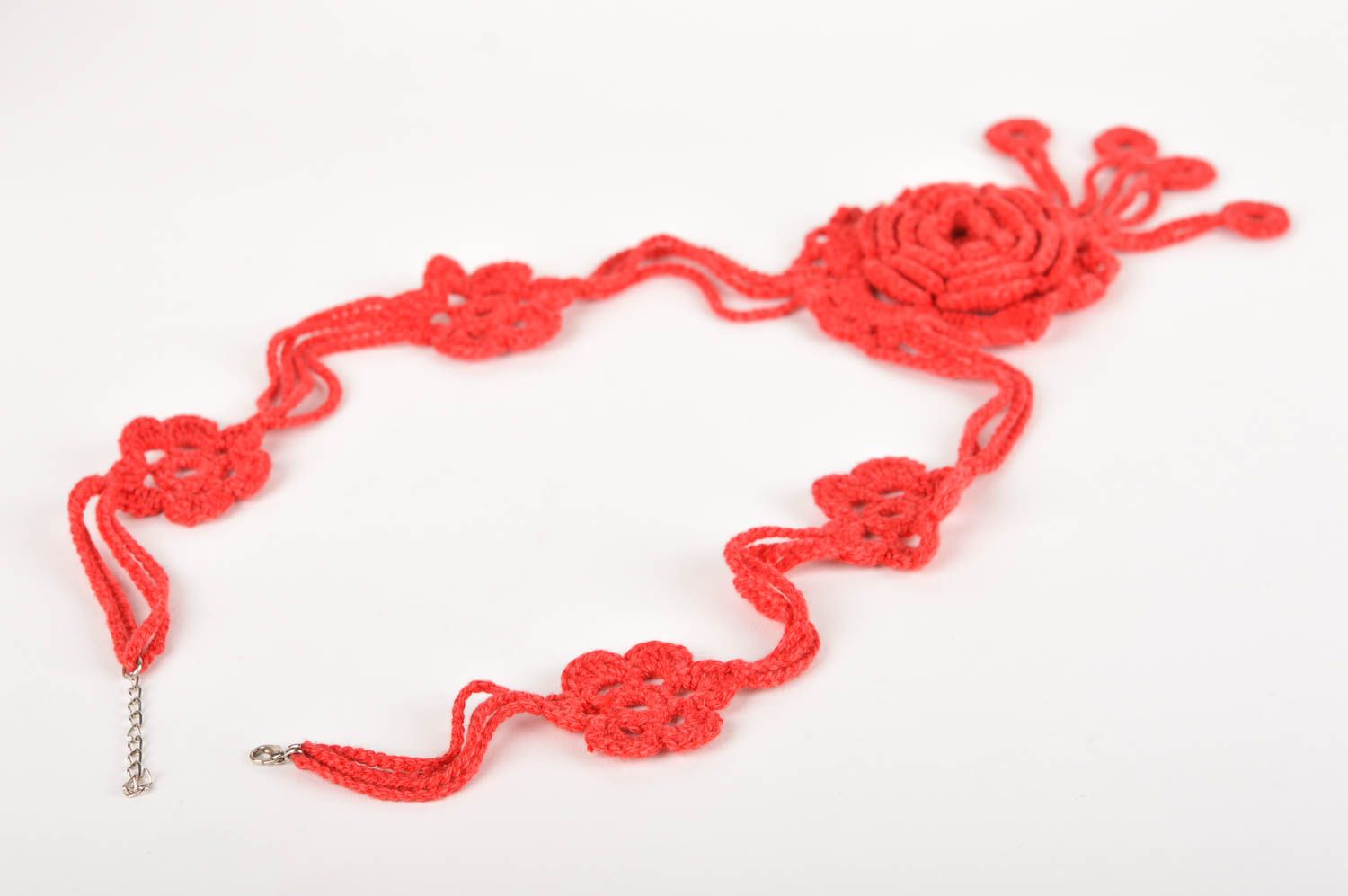 Collier textile Bijou fait main tricoté au crochet Accessoire femme en coton photo 5