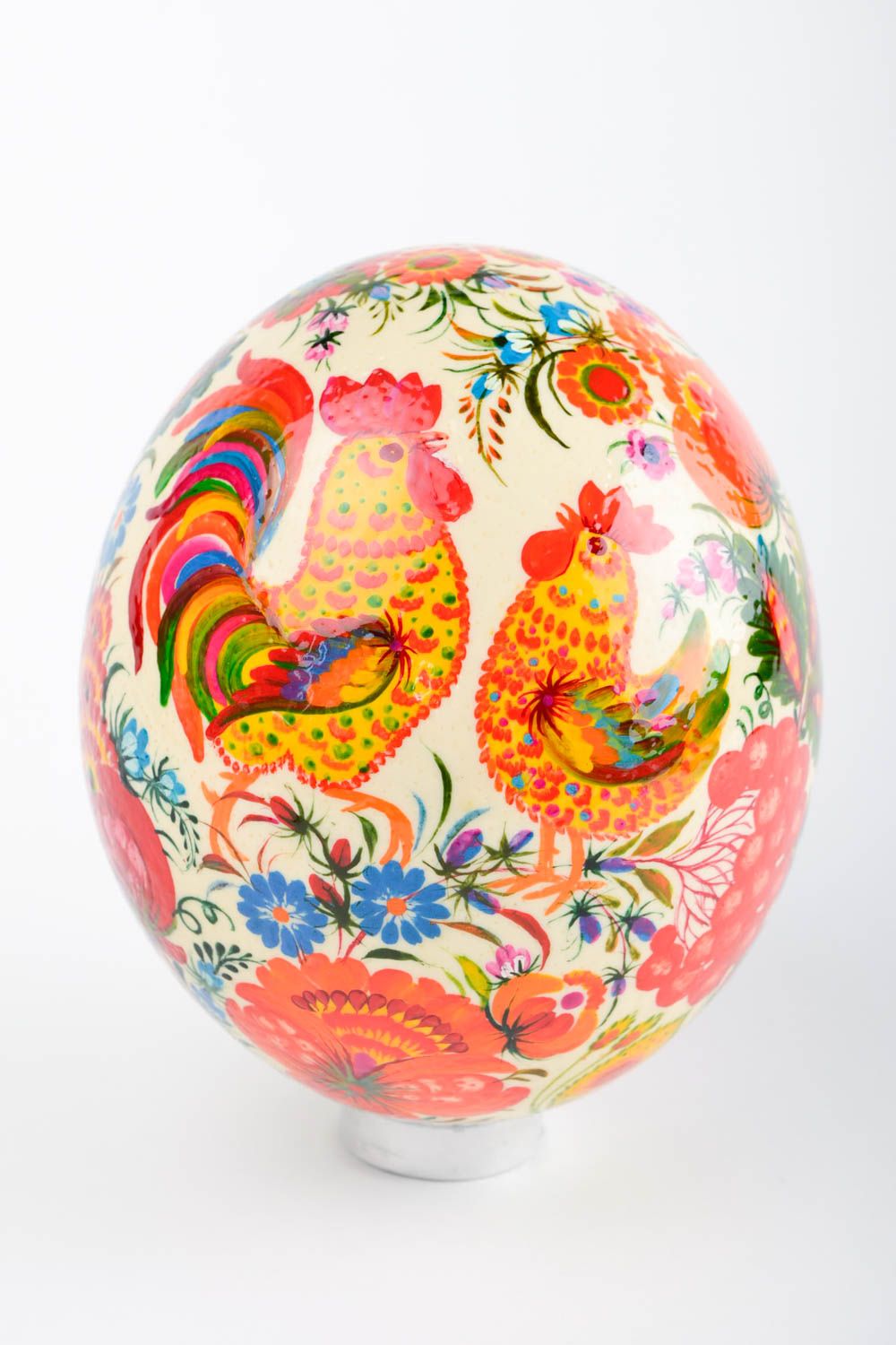 Пасхальное яйцо ручной работы украшение на Пасху предмет интерьера с петухами фото 3