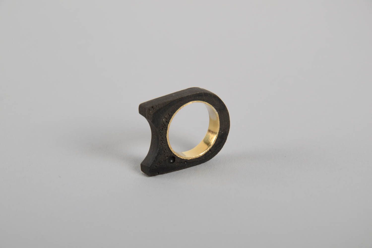 Кольцо ручной работы кольцо из латуни и бетона эксклюзивное кольцо необычное фото 4