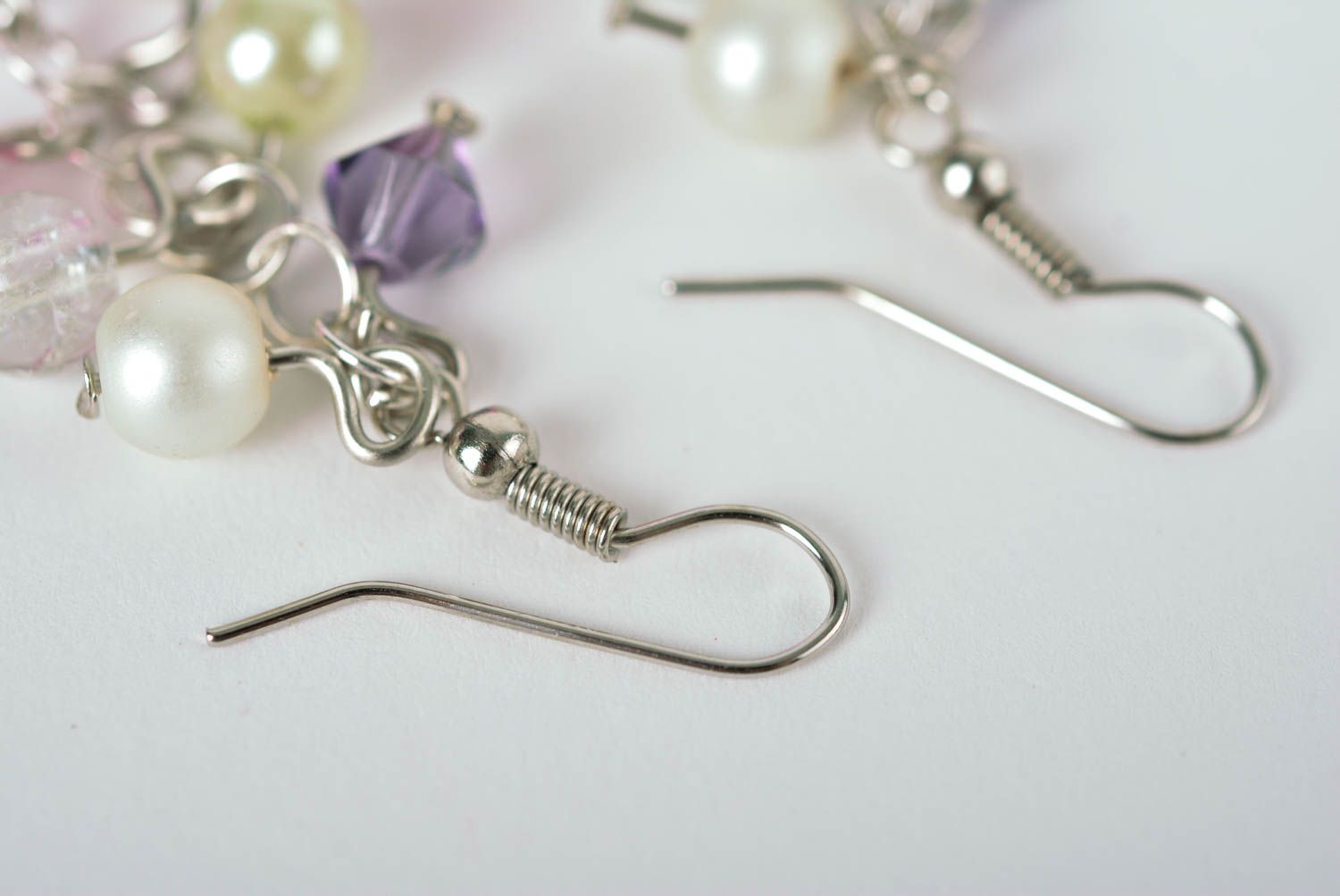 Handmade beautiful earrings stylish textile earrings beaded jewelry gift photo 3