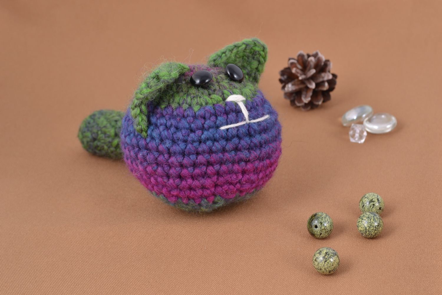 Soft crochet toy cat ball photo 1