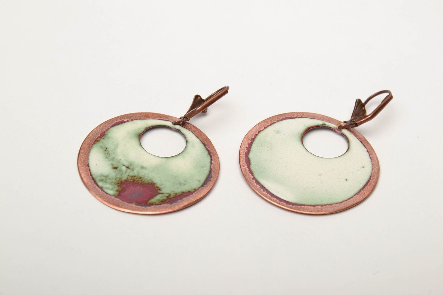 Handmade copper earrings with enamel photo 5