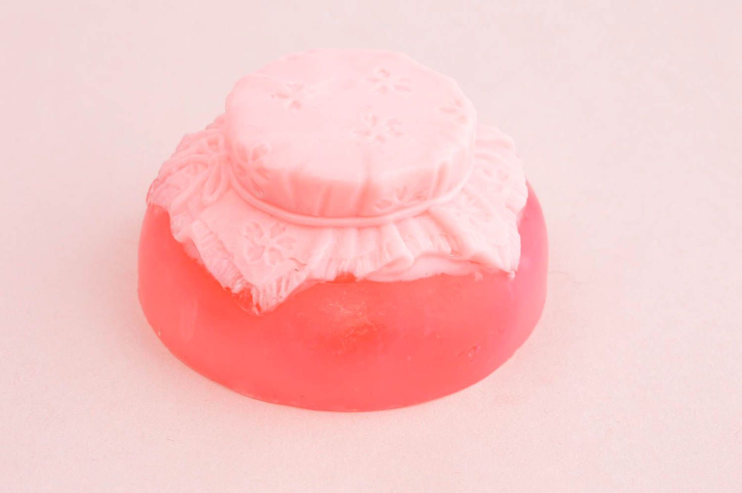 Handmade pink bath soap unusual natural cosmetics cute bath interior decor photo 2