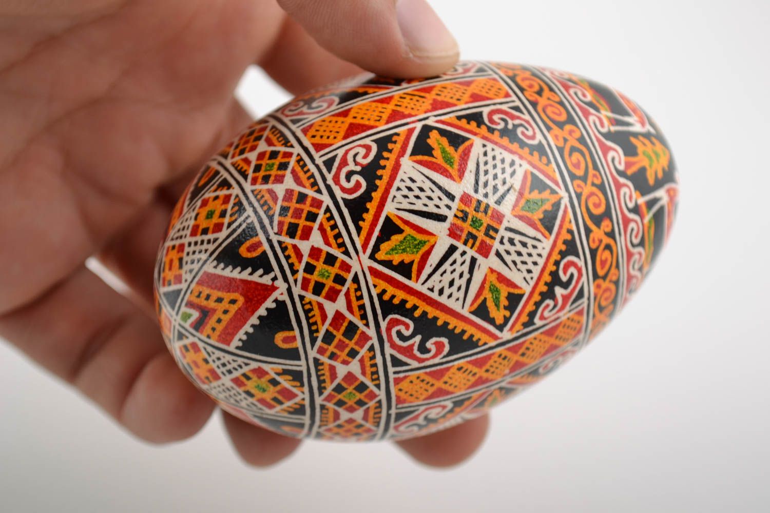 Beautiful Easter goose egg painted with acrylics large pysanka egg for decor photo 2