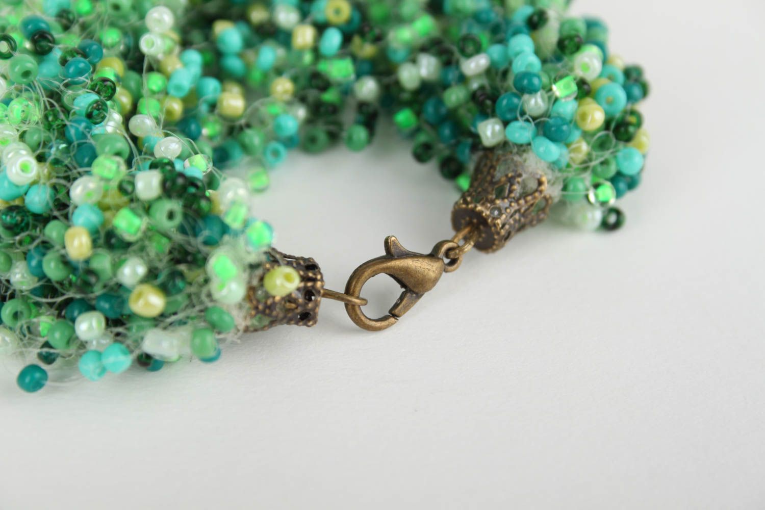 Light green and dark green airy adjustable bracelet for women photo 4